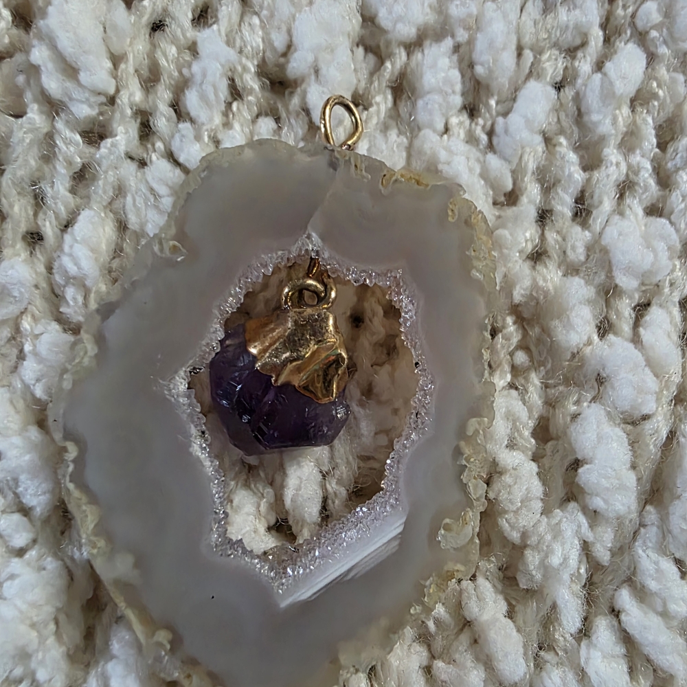 Crystal Pendant with Amethyst Accent - Picture 4 of 5